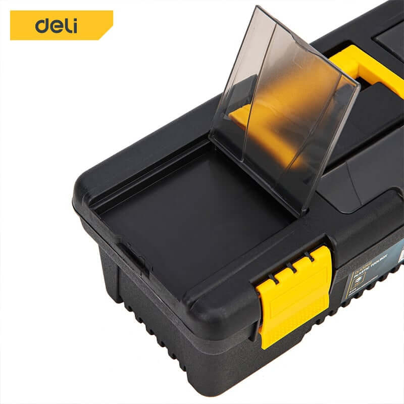 กล่องเครื่องมือช่าง DELI EDL432417-YL-01 ขนาด 16X38X17ซม. สีดำ_6