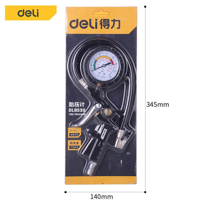 หัวเติมลม DELI DL8530-BK-01 พร้อมเกจ์วัดลม สีดำ_6