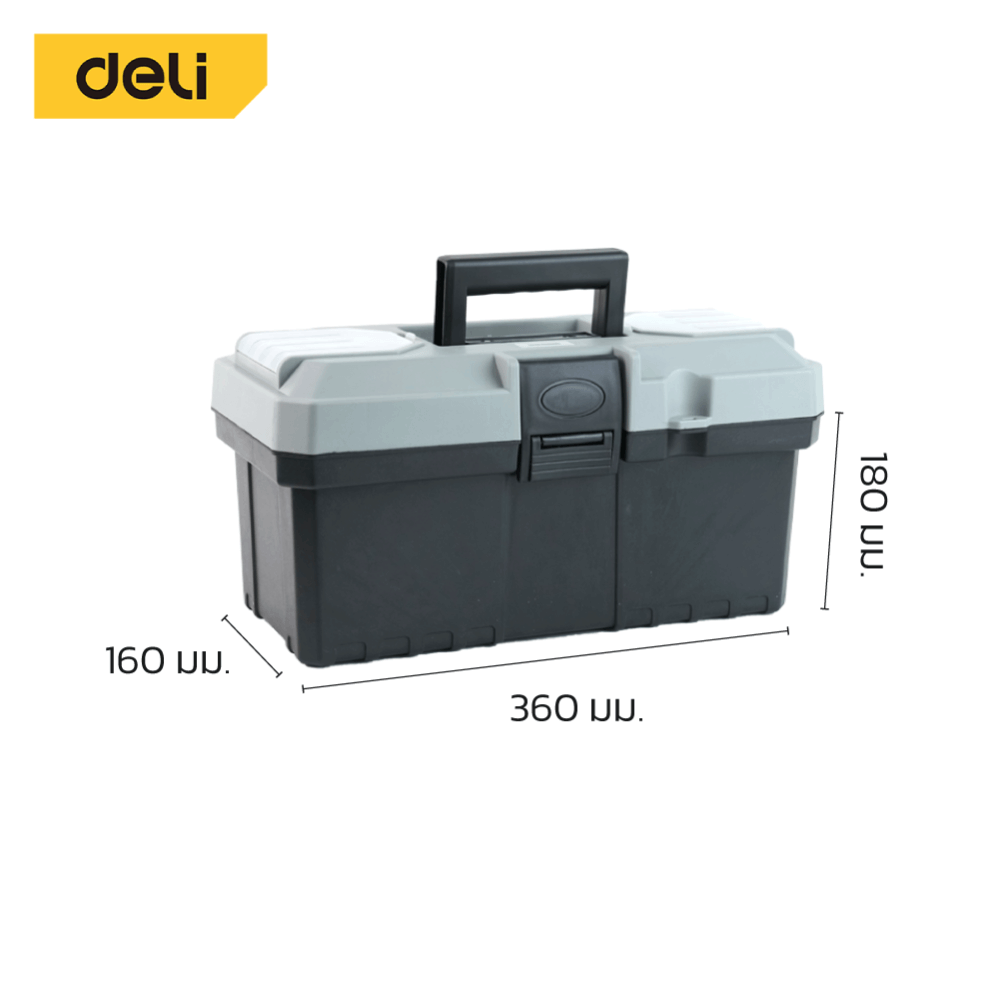 กล่องเครื่องมือช่าง DELI EDL432314-GR-01 ขนาด 16X36X18ซม สีเทา_7
