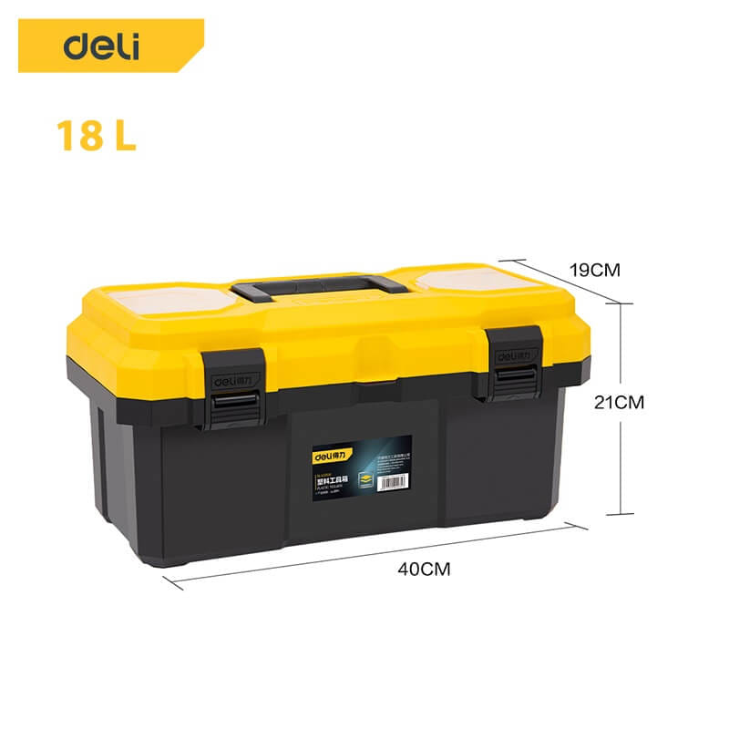 กล่องเครื่องมือช่าง DELI DL432618-YL-01 ขนาด 40X21X19ซม สีเหลือง_7