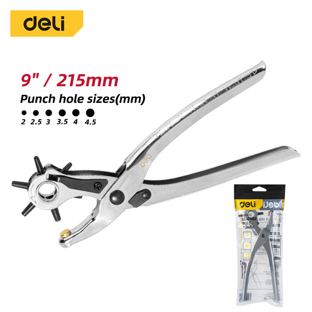 คีมเจาะรูหนัง DELI EDL1919C-SL-01 เจาะได้ 6ขนาด สีเงิน_8