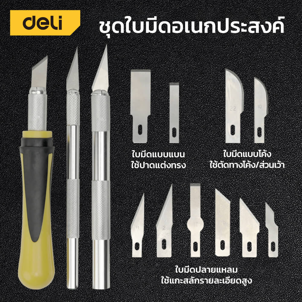 ชุดเครื่องมือแกะสลัก DELI EDL359016-YL-01 13ใบมีด