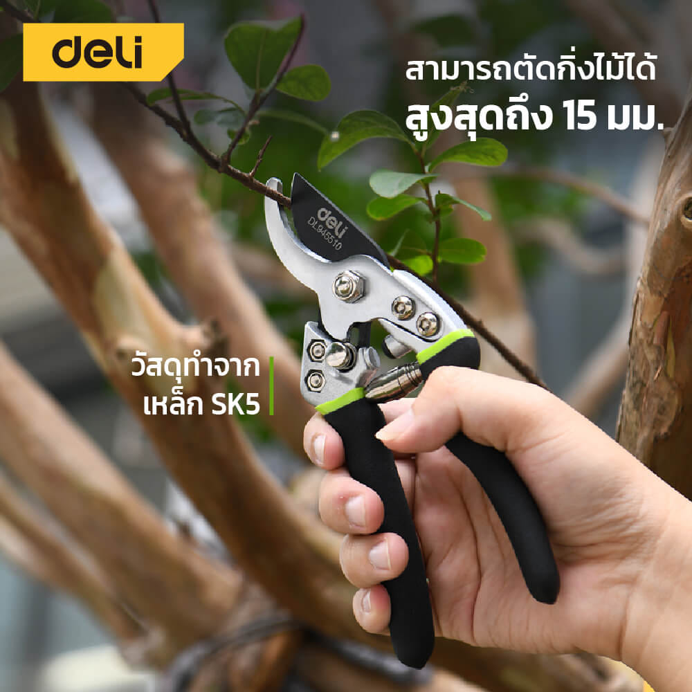 กรรไกรตัดกิ่ง DELI EDL580210-GN-01 8นิ้ว สีเขียว