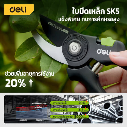 กรรไกรตัดกิ่ง DELI EDL-YL0004-GN-01 8.5 นิ้ว_2