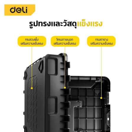 กล่องเครื่องมือช่าง DELI EDL432522C-BK-01 ขนาด 44X33X16ซม. สีดำ_3
