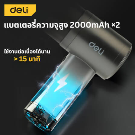เครื่องดูดฝุ่นไร้สาย DELI EDL881401-GR-01 แรงดูด1200PA สีเทา_3