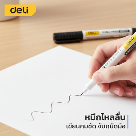 ปากกามาร์กเกอร์ 2หัว DELI EDL-ST01-E1-BK-01 1มม 0.5มม สีดำ_3
