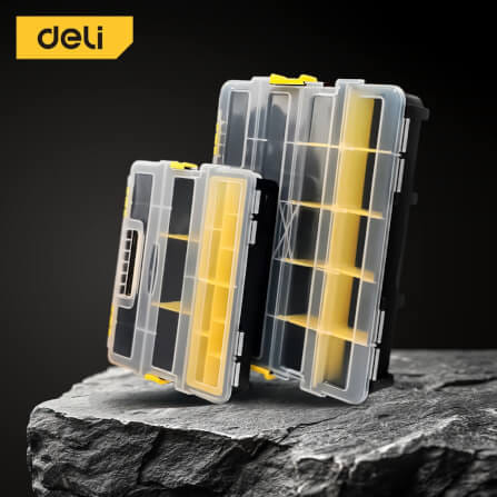 กล่องพลาสติกเก็บอุปกรณ์แบบแบ่งช่อง DELI EDL432061-BK-01 11.5 นิ้ว สีดำเหลือง_5