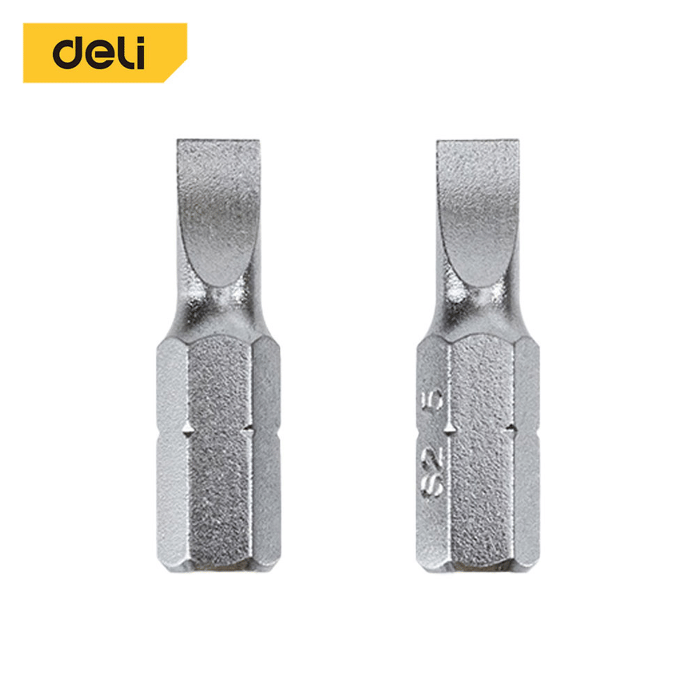 ดอกไขควงหัวแบน SL5 DELI EDL251004-SL-01 25มม สีเงิน 2ดอก_0
