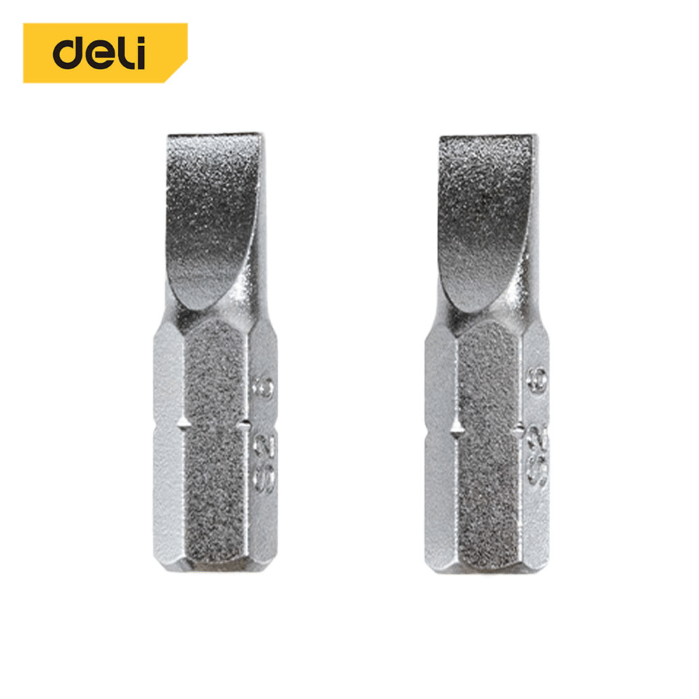 ดอกไขควงหัวแบน SL6 DELI EDL251005-SL-01 25มม สีเงิน 2ดอก_0