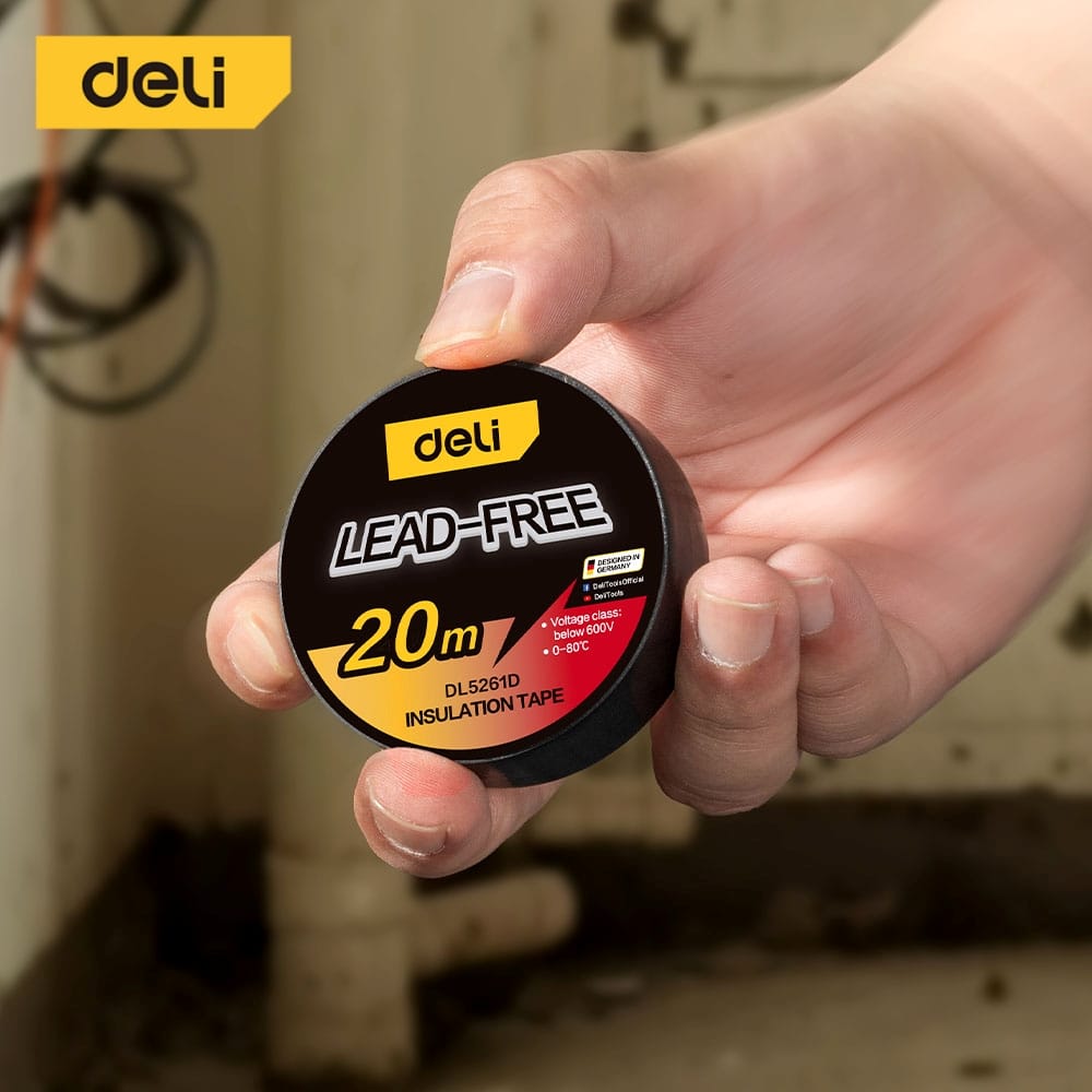 เทปพันสายไฟ DELI EDL5261D-BK-01 20ม. สีดำ_2