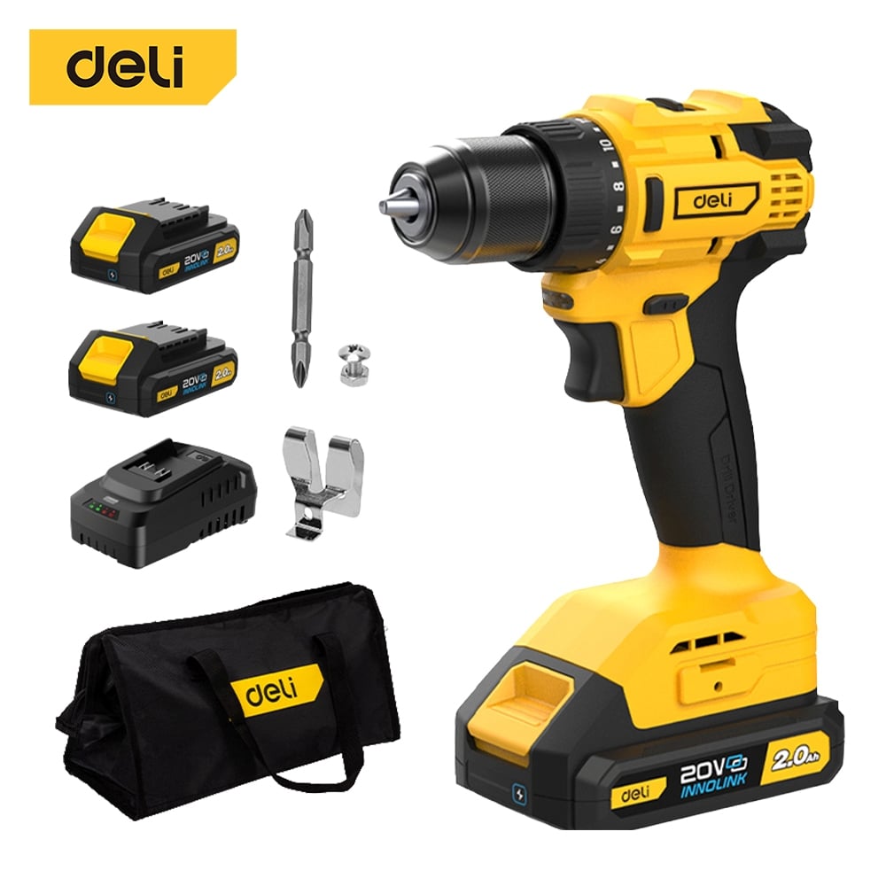 สว่านไฟฟ้า DELI EDC120-YL-01 20V 2.0AH สีเหลือง_8