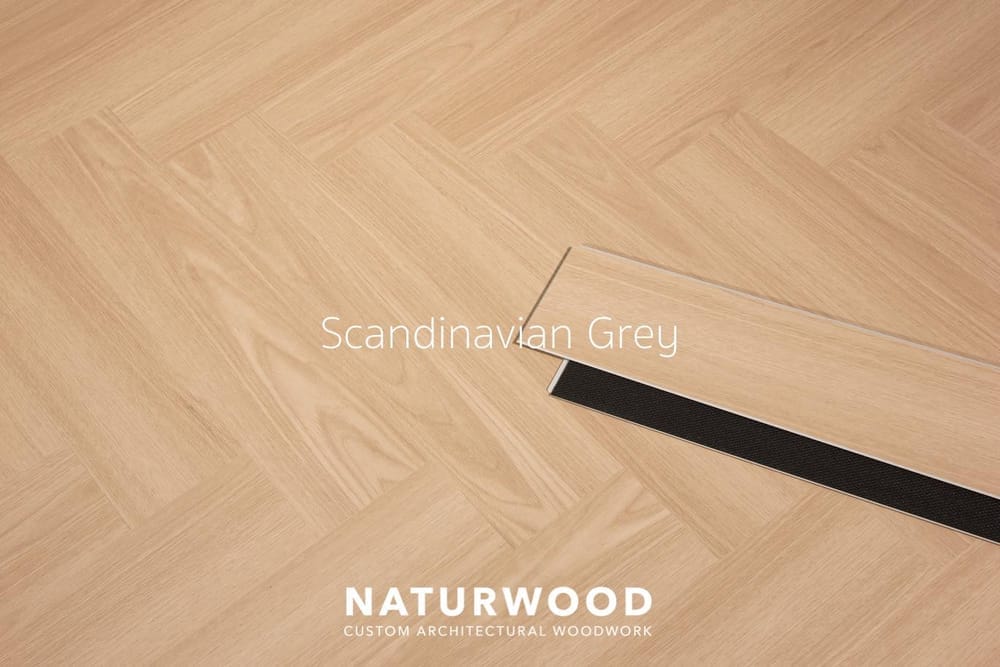 พื้น SPC คลิกล็อค ก้างปลา พร้อมโฟม IXPE NATURWOOD หนา 5 มม. สี SCANDINAVIAN GREY (กล่อง 10 แผ่น ปูได้ 1.29 ตร.ม.)