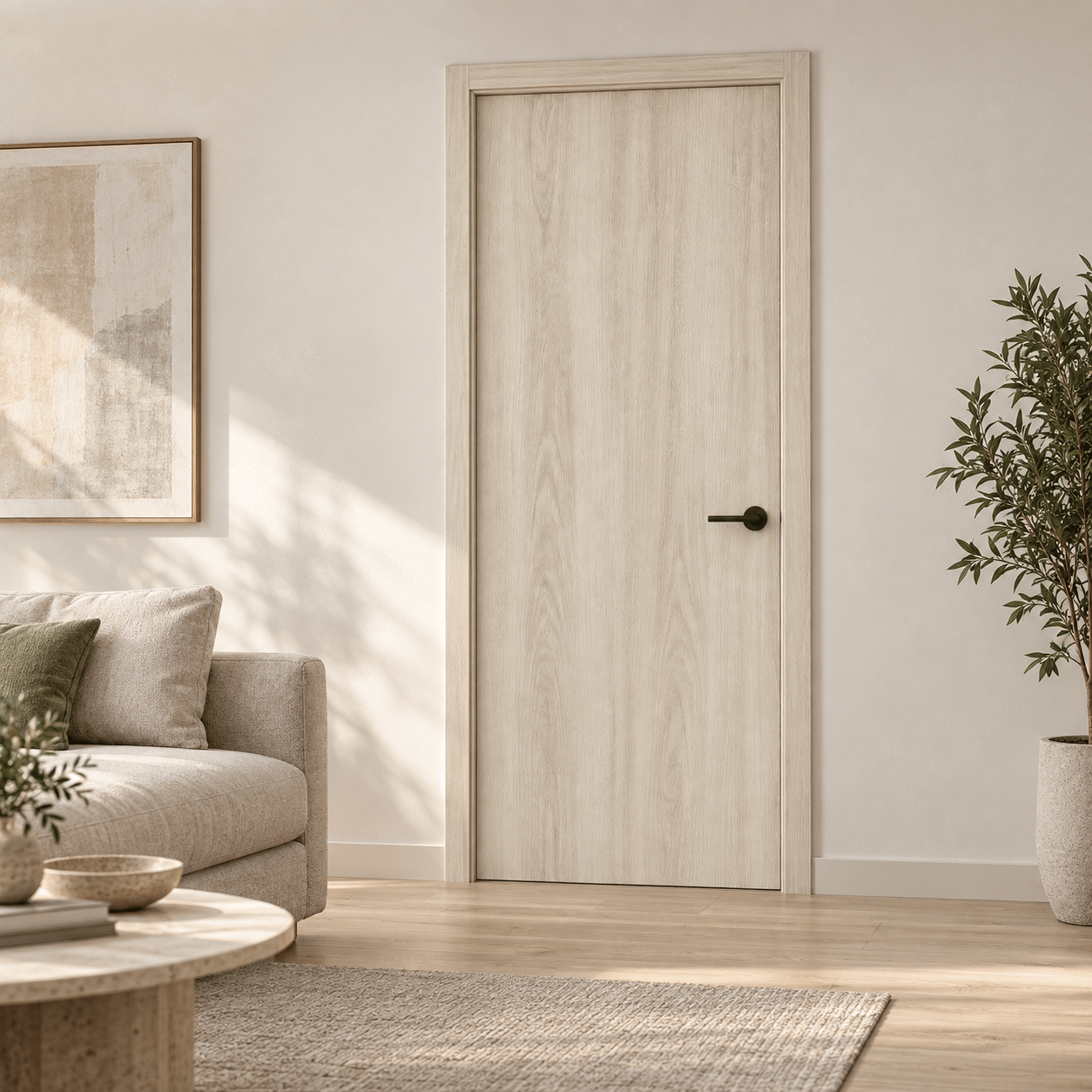 ประตูภายในเมลามีนบานเรียบ EVERGREEN 90X200 ซม. สี ALPINE WHITE_8