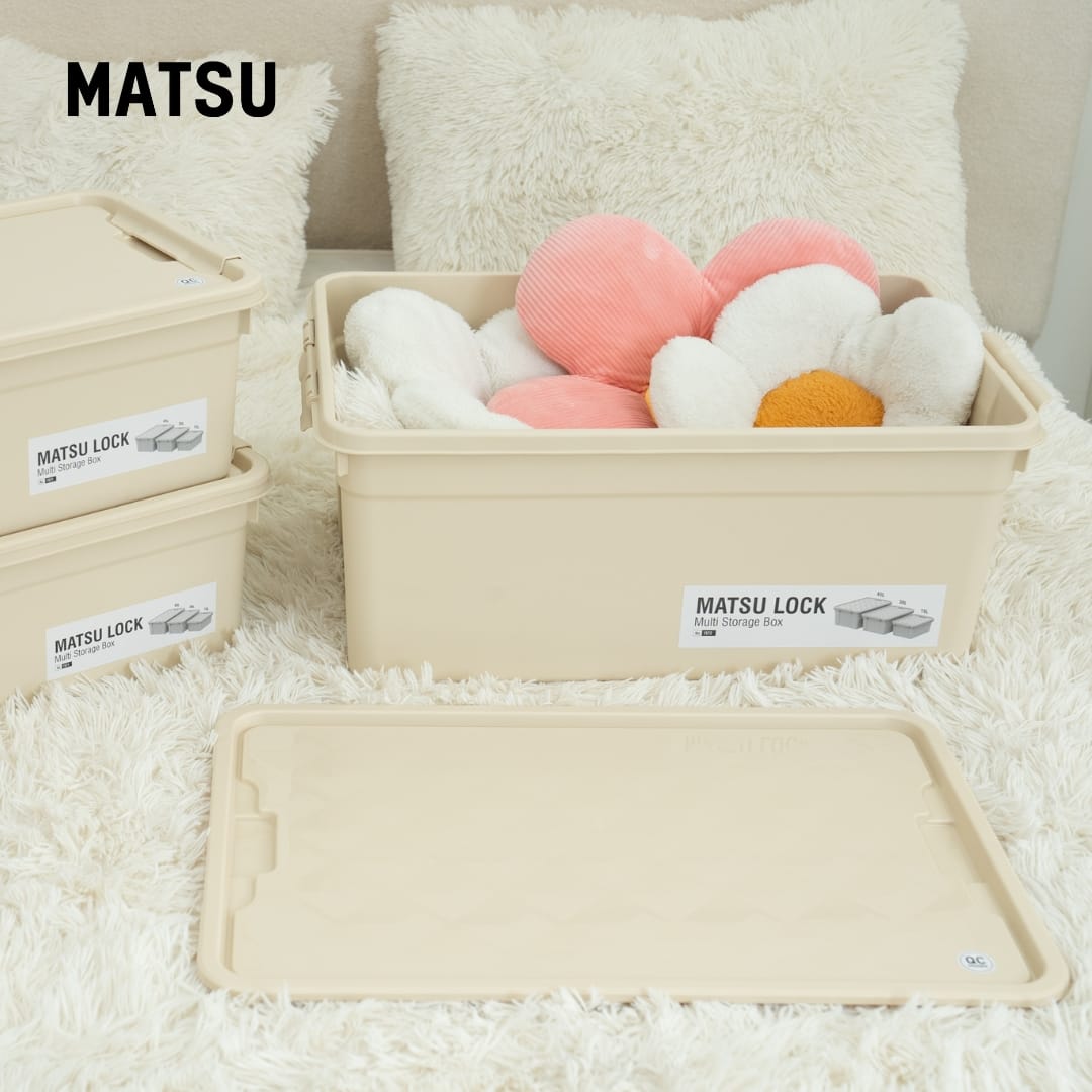 กล่องเก็บของ ฝาล็อค MATSU ขนาด 15 ลิตร สีขาวขุ่น_9