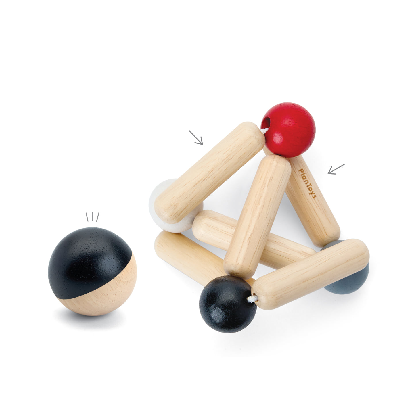 ชุดของเล่นไม้ PLANTOYS สามเหลี่ยมฝึกบีบ-ไฮคอนทราสต์ สำหรับเด็กอายุ 3 เดือนขึ้นไป_0