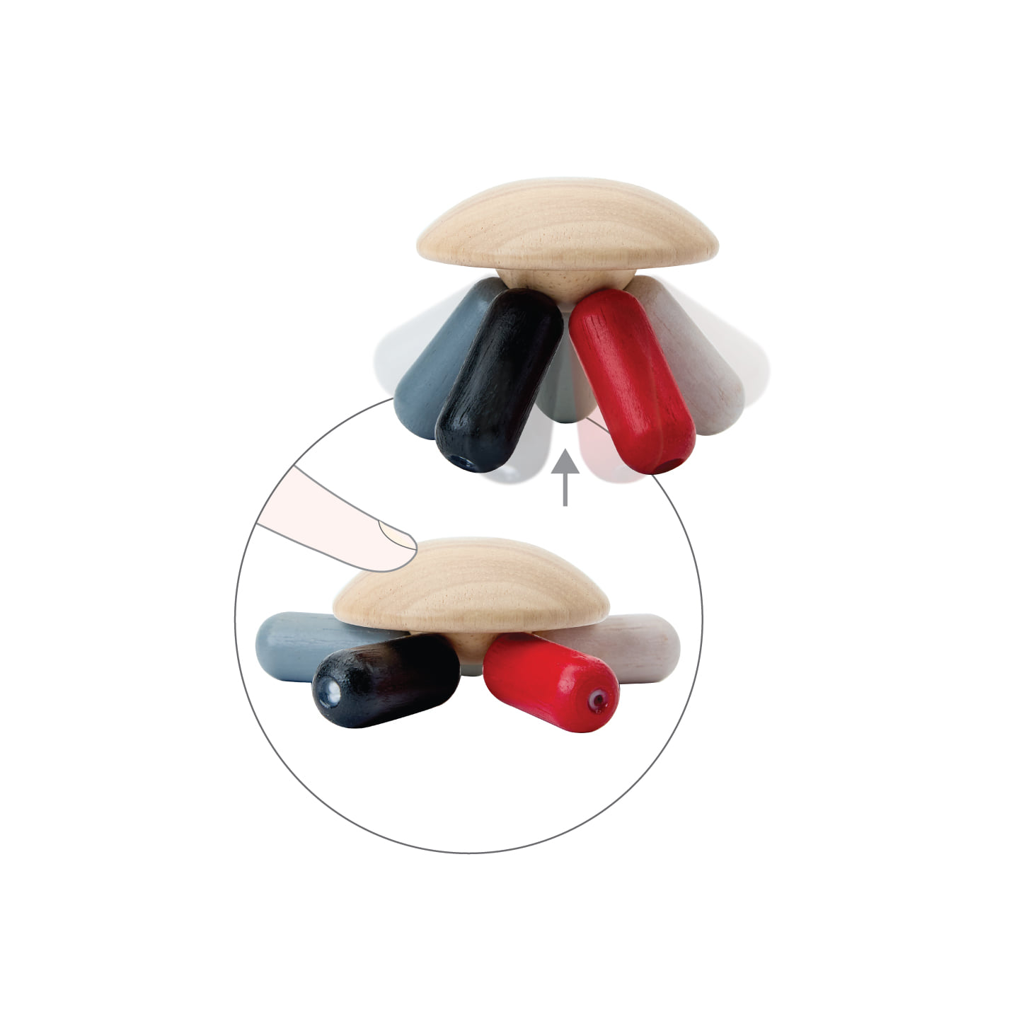 ชุดของเล่นไม้ PLANTOYS แมงกระพรุนฝึกบีบ-ไฮคอนทราสต์ สำหรับเด็กอายุ 3 เดือนขึ้นไป_0