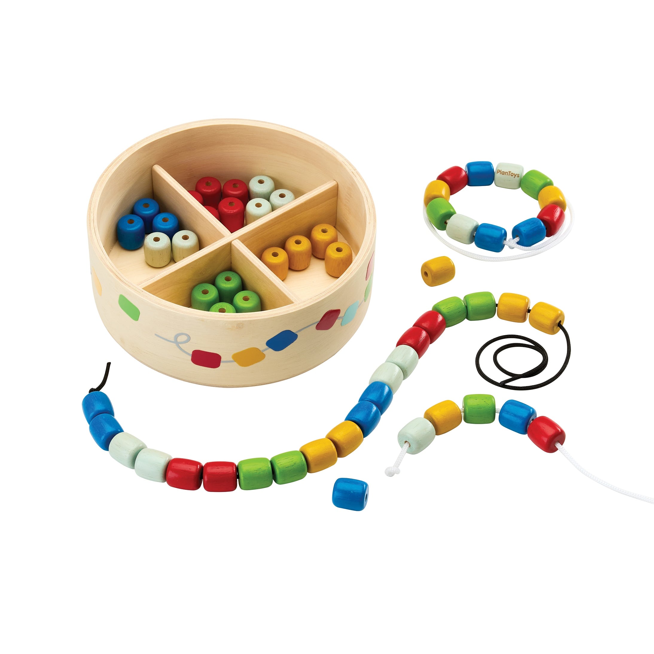 ชุดของเล่นไม้ PLANTOYS ชุดลูกปัดร้อยเชือก สำหรับเด็กอายุ 3 ปีขึ้นไป_0