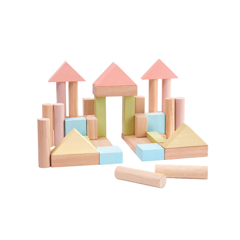 ชุดของเล่นไม้ PLANTOYS ชุดบล็อก 40 ชิ้น-สีพาสเทล สำหรับเด็กอายุ 18 เดือนขึ้นไป_0