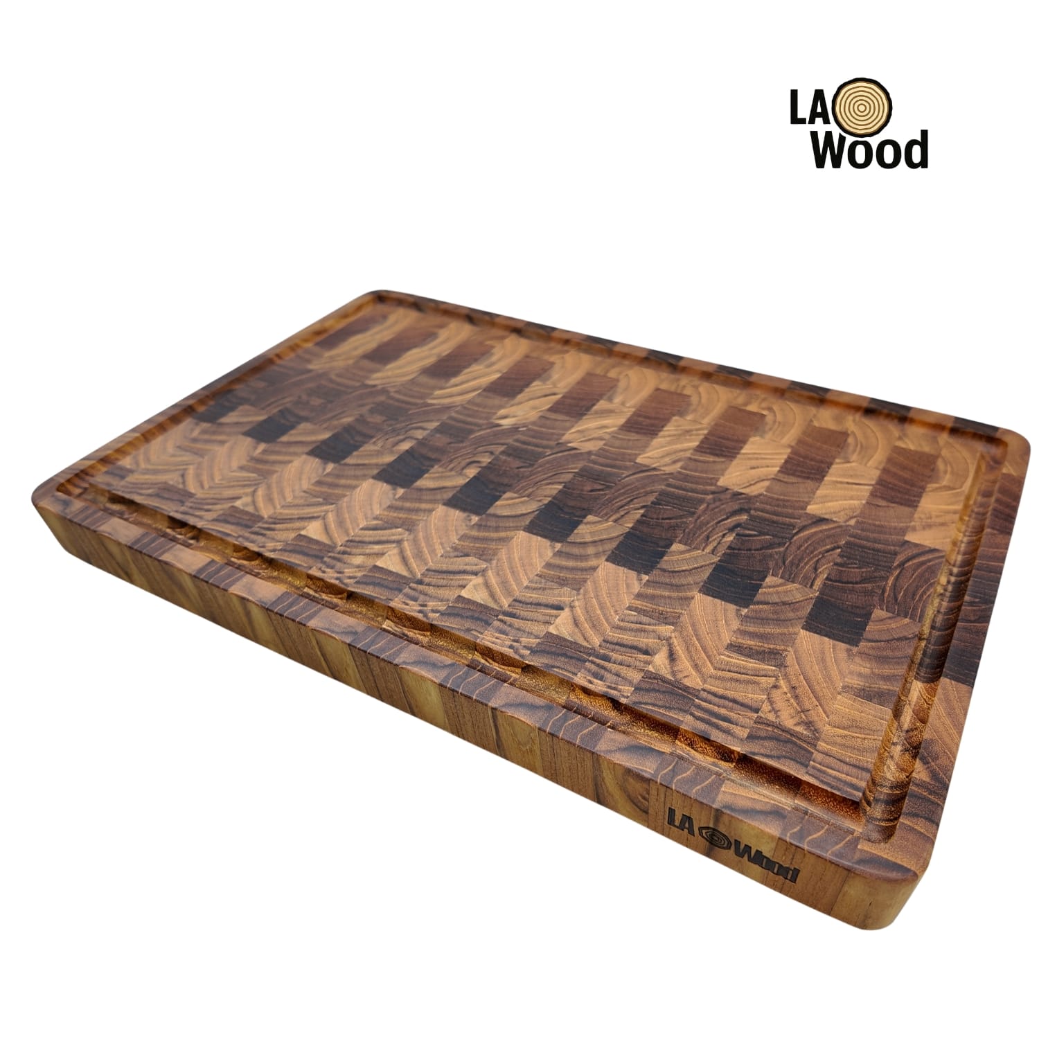 เขียงไม้สักแท้ END GRAIN LAOWOOD รุ่น CB09-1 มีร่อง ขนาด 3.0 × 24 × 38 ซม_0