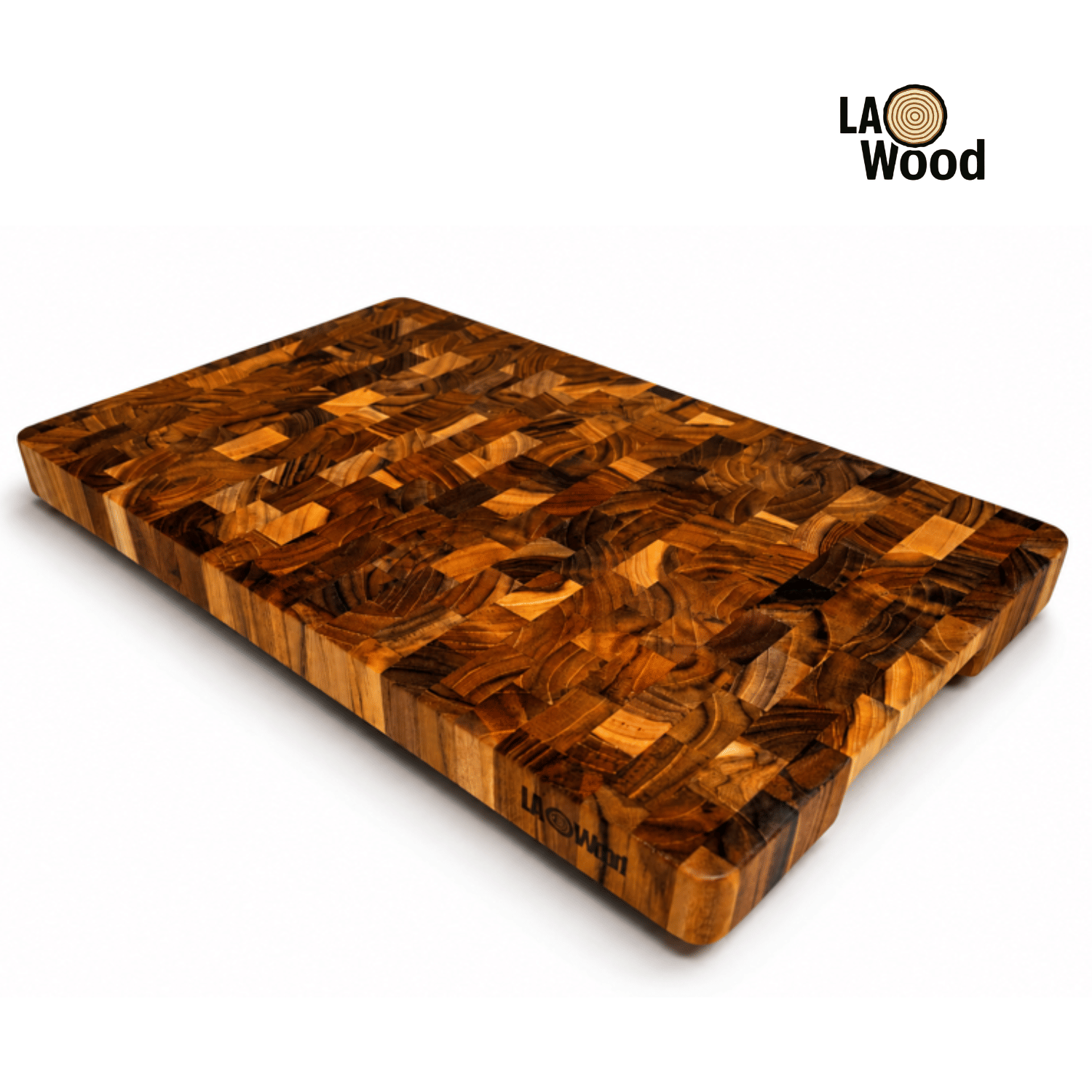 เขียงไม้สักแท้ END GRAIN LAOWOOD รุ่น CB08 ไม่มีร่อง ขนาด 2.8 × 24 × 38_0
