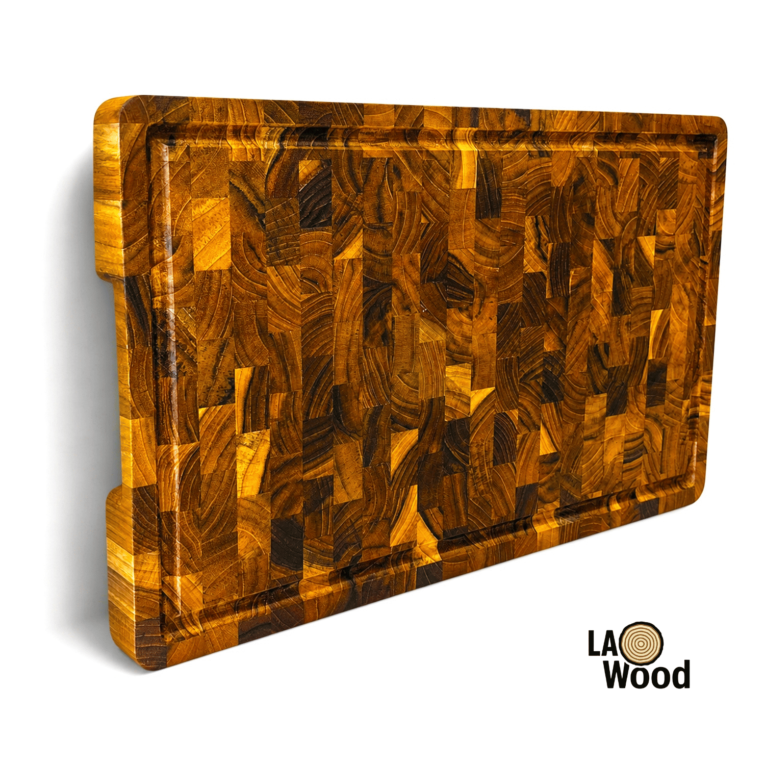 เขียงไม้สักแท้ END GRAIN LAOWOOD รุ่น CB08-1  มีร่อง ขนาด 2.8 × 24 × 38 ซม._1