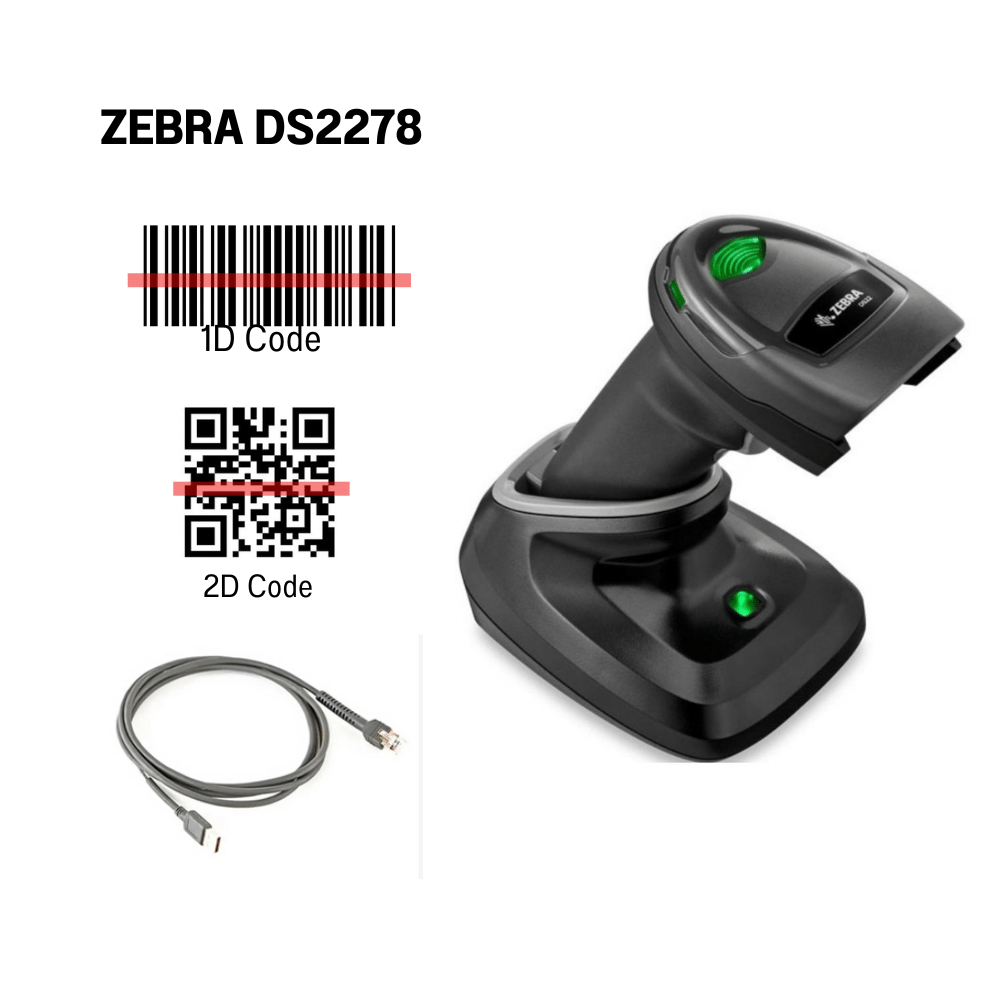 เครื่องสแกนบาร์โค้ดไร้สาย พร้อมขาตั้ง ZEBRA DS2278 USB สีดำ_2