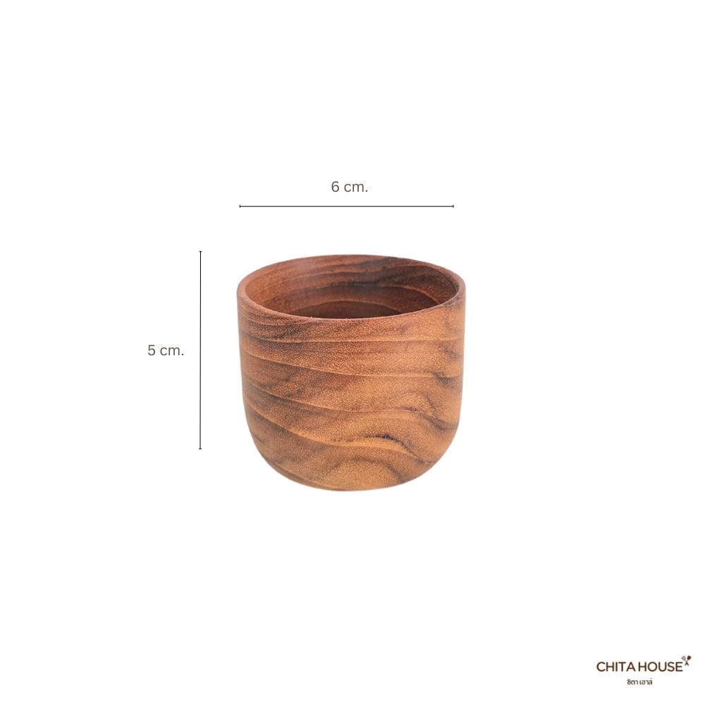 แก้วชาไม้สักแท้ CHITA HOUSE รุ่น G-006 ขนาด 6X5 ซม. สีไม้ธรรมชาติ_1