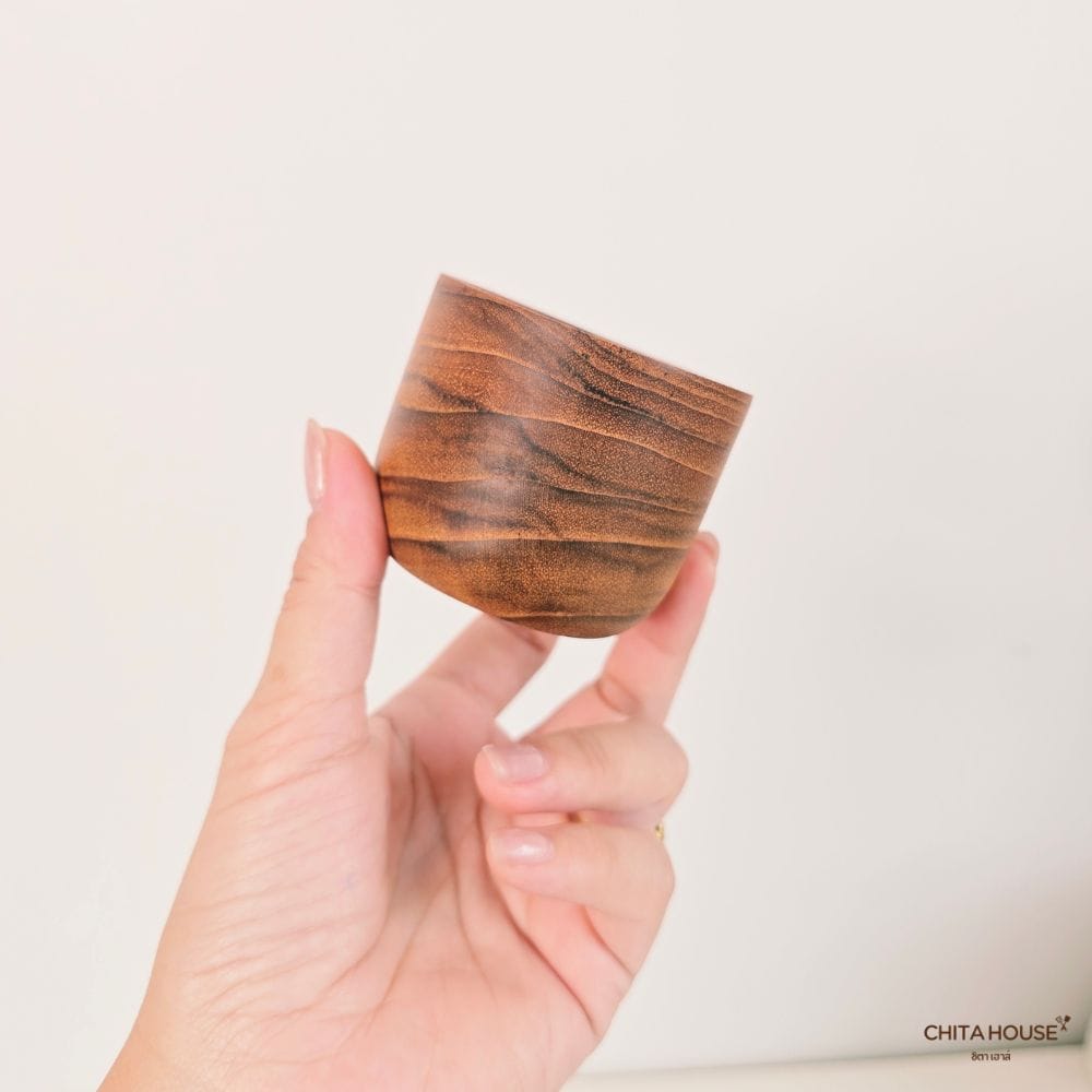 แก้วชาไม้สักแท้ CHITA HOUSE รุ่น G-006 ขนาด 6X5 ซม. สีไม้ธรรมชาติ_2