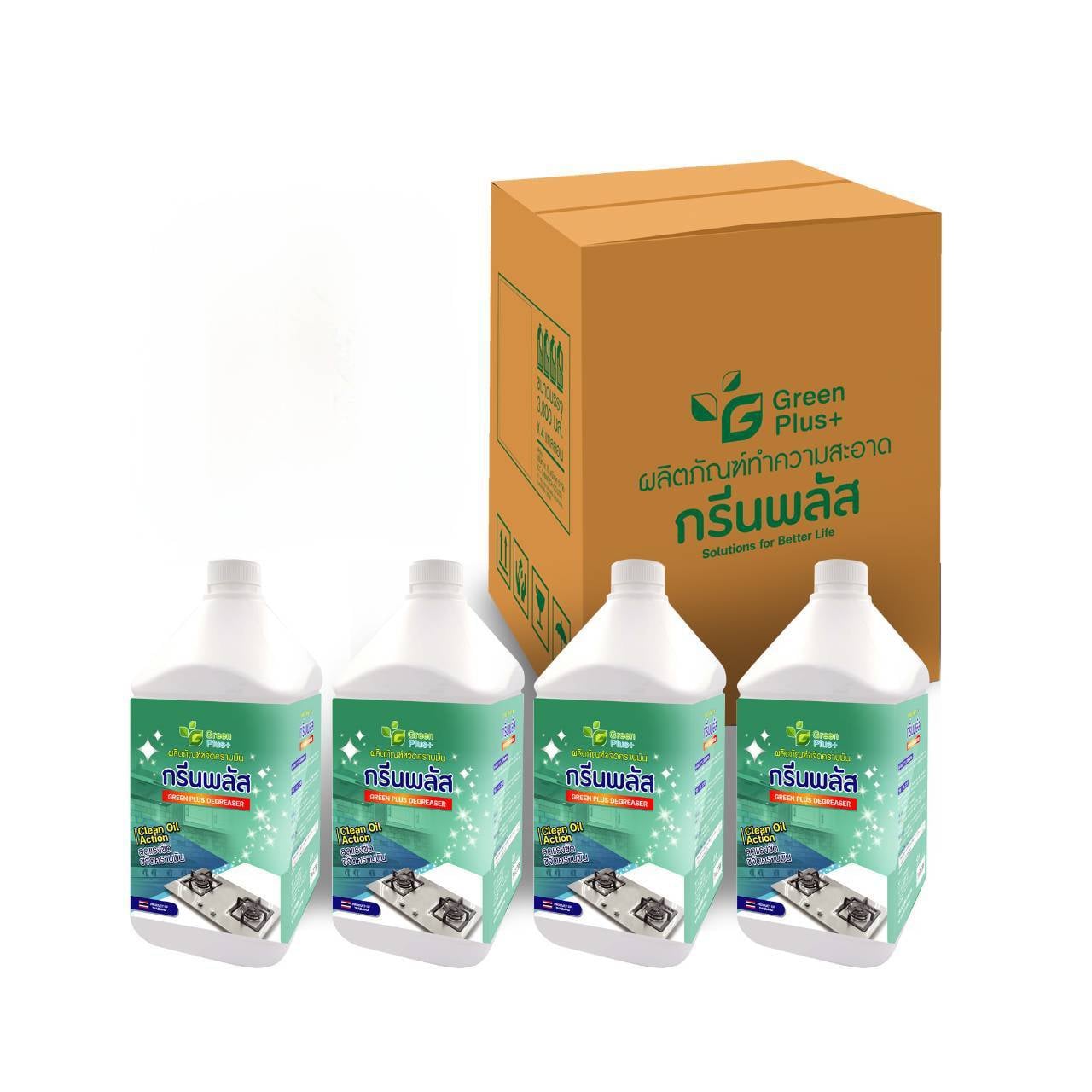 น้ำยาขจัดคราบมันในครัว GREEN PLUS 3.8 ลิตร (แพ็ก 4 ชิ้น)_0