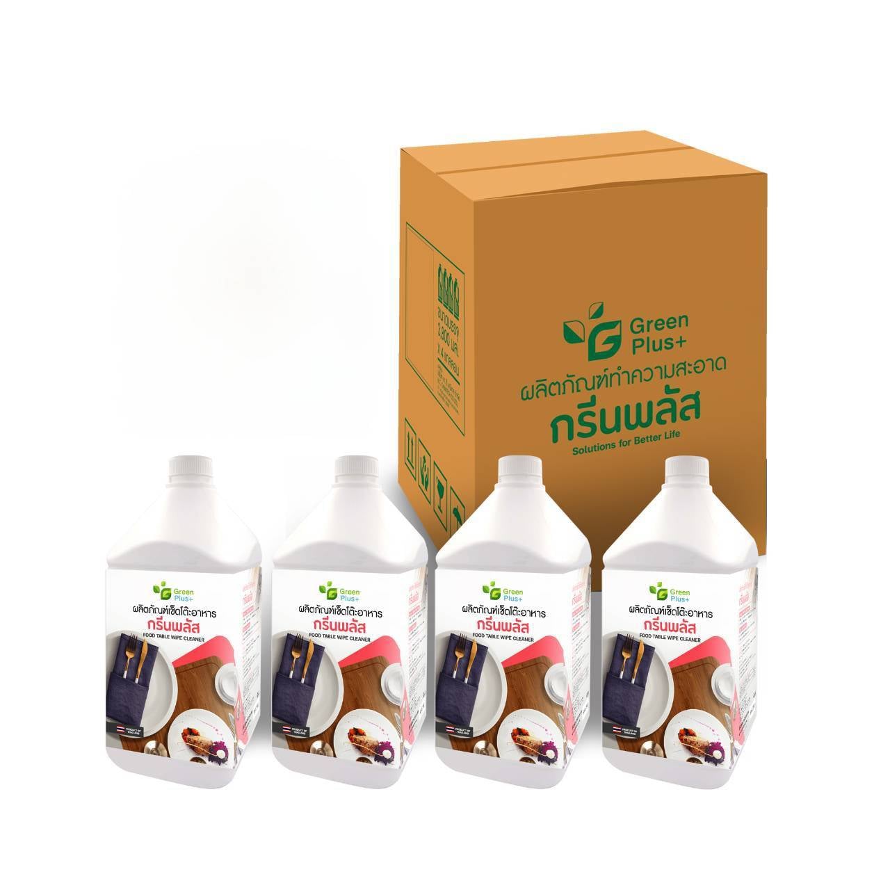 น้ำยาเช็ดโต๊ะอาหาร GREEN PLUS 3.8 ลิตร (แพ็ก 4 ชิ้น)_0