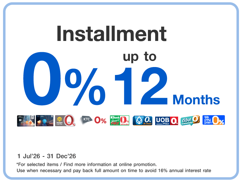 0% installments up to 12 months