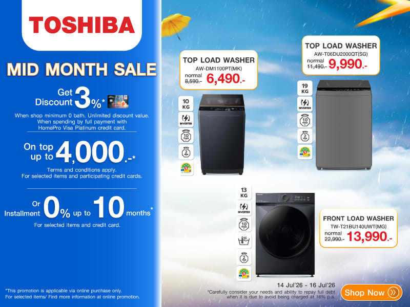 TOSHIBA WASHER MID MONTH SALE